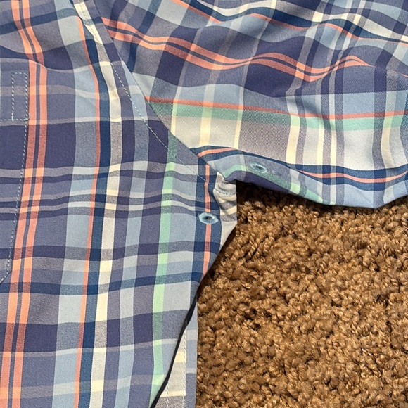 Southern Tide Intercoastal Plaid Blue Coral Shirt - Picture 4 of 5